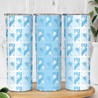Bula Fiji Skinny Tumbler White Makare Masi Tapa Pattern