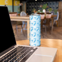Bula Fiji Skinny Tumbler White Makare Masi Tapa Pattern