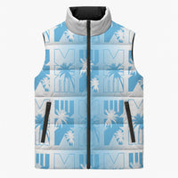 Bula Fiji Sleeveless Puffer Jacket White Makare Masi Tapa Pattern