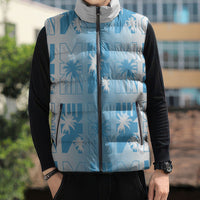 Bula Fiji Sleeveless Puffer Jacket White Makare Masi Tapa Pattern