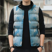 Bula Fiji Sleeveless Puffer Jacket White Makare Masi Tapa Pattern