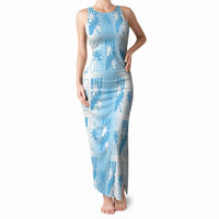 Bula Fiji Tank Maxi Dress White Makare Masi Tapa Pattern