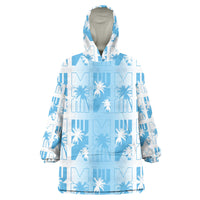 Bula Fiji Wearable Blanket Hoodie White Makare Masi Tapa Pattern