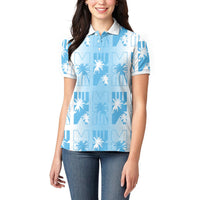 Bula Fiji Women Polo Shirt White Makare Masi Tapa Pattern