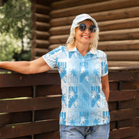 Bula Fiji Women Polo Shirt White Makare Masi Tapa Pattern