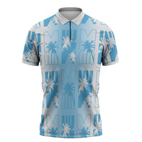 Bula Fiji Zipper Polo Shirt White Makare Masi Tapa Pattern