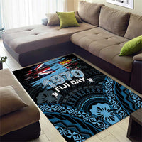 Happy Fiji Day 1970 Area Rug Flag Grunge Style