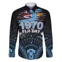 Personalised Happy Fiji Day 1970 Family Matching Mermaid Dress and Hawaiian Shirt Flag Grunge Style