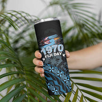 Personalised Happy Fiji Day 1970 Skinny Tumbler Flag Grunge Style