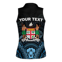 Personalised Happy Fiji Day 1970 Women Sleeveless Polo Shirt Flag Grunge Style