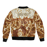 Personalized Fiji Spring Break Bomber Jacket Fijian Tapa Pattern Brown LT05 - Polynesian Pride