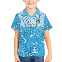 Personalized Fiji Spring Break Kid Hawaiian Shirt Fijian Tapa Pattern Blue LT05 Kid Blue - Polynesian Pride