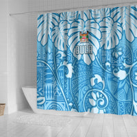 Fiji Spring Break Shower Curtain Fijian Tapa Pattern Blue LT05 - Polynesian Pride
