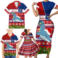 Personalized Samoa Christmas Family Matching Short Sleeve Bodycon Dress and Hawaiian Shirt Santas Whale Manuia Le Kerisimasi LT05 - Polynesian Pride