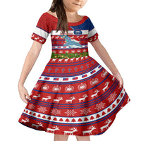 Personalized Samoa Christmas Kid Short Sleeve Dress Santas Whale Manuia Le Kerisimasi LT05 KID Red - Polynesian Pride