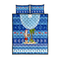 Fiji Christmas Quilt Bed Set Santa Claus Surf Marau Na Kerisimasi LT05 Blue - Polynesian Pride