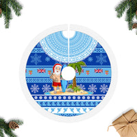 Fiji Christmas Tree Skirt Santa Claus Surf Marau Na Kerisimasi LT05 Fringed Tree Skirts Blue - Polynesian Pride