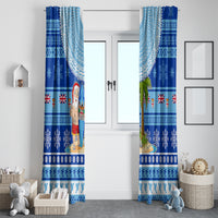 Fiji Christmas Window Curtain Santa Claus Surf Marau Na Kerisimasi LT05 - Polynesian Pride