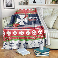 Wallis and Futuna Christmas Blanket Poinsettia Joyeux Noel