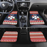 Wallis and Futuna Christmas Car Mats Poinsettia Joyeux Noel LT05 Set 4pcs Red - Polynesian Pride