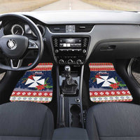 Wallis and Futuna Christmas Car Mats Poinsettia Joyeux Noel LT05 Set 2pcs - Front Red - Polynesian Pride
