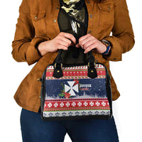 Wallis and Futuna Christmas Shoulder Handbag Poinsettia Joyeux Noel