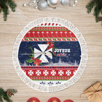 Wallis and Futuna Christmas Tree Skirt Poinsettia Joyeux Noel