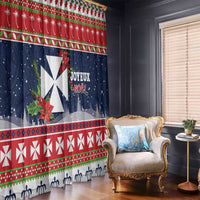 Wallis and Futuna Christmas Window Curtain Poinsettia Joyeux Noel