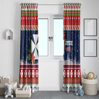 Wallis and Futuna Christmas Window Curtain Poinsettia Joyeux Noel
