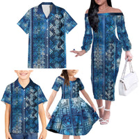 Hawaii Makahiki Turtle Family Matching Off The Shoulder Long Sleeve Dress and Hawaiian Shirt Galaxy Tapa Pattern - Polynesian Pride