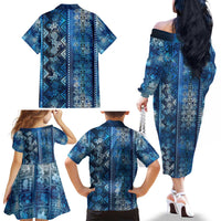 Hawaii Makahiki Turtle Family Matching Off The Shoulder Long Sleeve Dress and Hawaiian Shirt Galaxy Tapa Pattern - Polynesian Pride