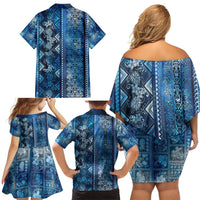 Hawaii Makahiki Turtle Family Matching Off Shoulder Short Dress and Hawaiian Shirt Galaxy Tapa Pattern - Polynesian Pride