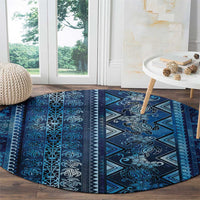 Hawaii Makahiki Turtle Round Carpet Galaxy Tapa Pattern - Polynesian Pride