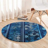 Hawaii Makahiki Turtle Round Carpet Galaxy Tapa Pattern - Polynesian Pride