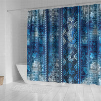 Hawaii Makahiki Turtle Shower Curtain Galaxy Tapa Pattern - Polynesian Pride