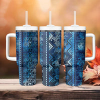 Hawaii Makahiki Turtle Tumbler With Handle Galaxy Tapa Pattern - Polynesian Pride