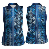 Hawaii Makahiki Turtle Women Sleeveless Polo Shirt Galaxy Tapa Pattern - Polynesian Pride