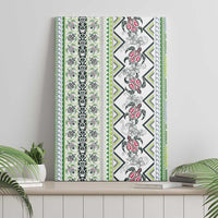 Hawaii Makahiki Turtle Canvas Wall Art Green Tapa Pattern - Polynesian Pride
