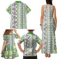 Hawaii Makahiki Turtle Family Matching Tank Maxi Dress and Hawaiian Shirt Green Tapa Pattern - Polynesian Pride