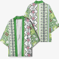 Hawaii Makahiki Turtle Kimono Green Tapa Pattern - Polynesian Pride