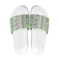 Hawaii Makahiki Turtle Slide Sandals Green Tapa Pattern - Polynesian Pride
