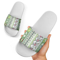 Hawaii Makahiki Turtle Slide Sandals Green Tapa Pattern - Polynesian Pride