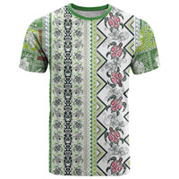 Hawaii Makahiki Turtle T Shirt Green Tapa Pattern - Polynesian Pride