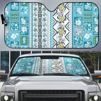 Hawaii Makahiki Turtle Auto Sun Shade Blue Tapa Pattern - Polynesian Pride