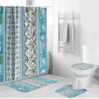 Hawaii Makahiki Turtle Bathroom Set Blue Tapa Pattern - Polynesian Pride
