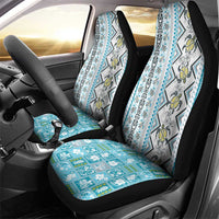Hawaii Makahiki Turtle Car Seat Cover Blue Tapa Pattern - Polynesian Pride