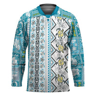 Hawaii Makahiki Turtle Hockey Jersey Blue Tapa Pattern LT05 Unisex Blue - Polynesian Pride