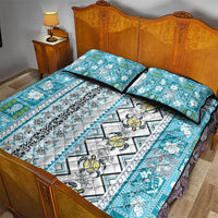 Hawaii Makahiki Turtle Quilt Bed Set Blue Tapa Pattern - Polynesian Pride