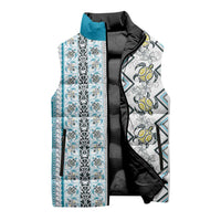 Hawaii Makahiki Turtle Sleeveless Puffer Jacket Blue Tapa Pattern - Polynesian Pride
