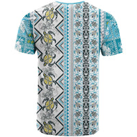 Hawaii Makahiki Turtle T Shirt Blue Tapa Pattern - Polynesian Pride